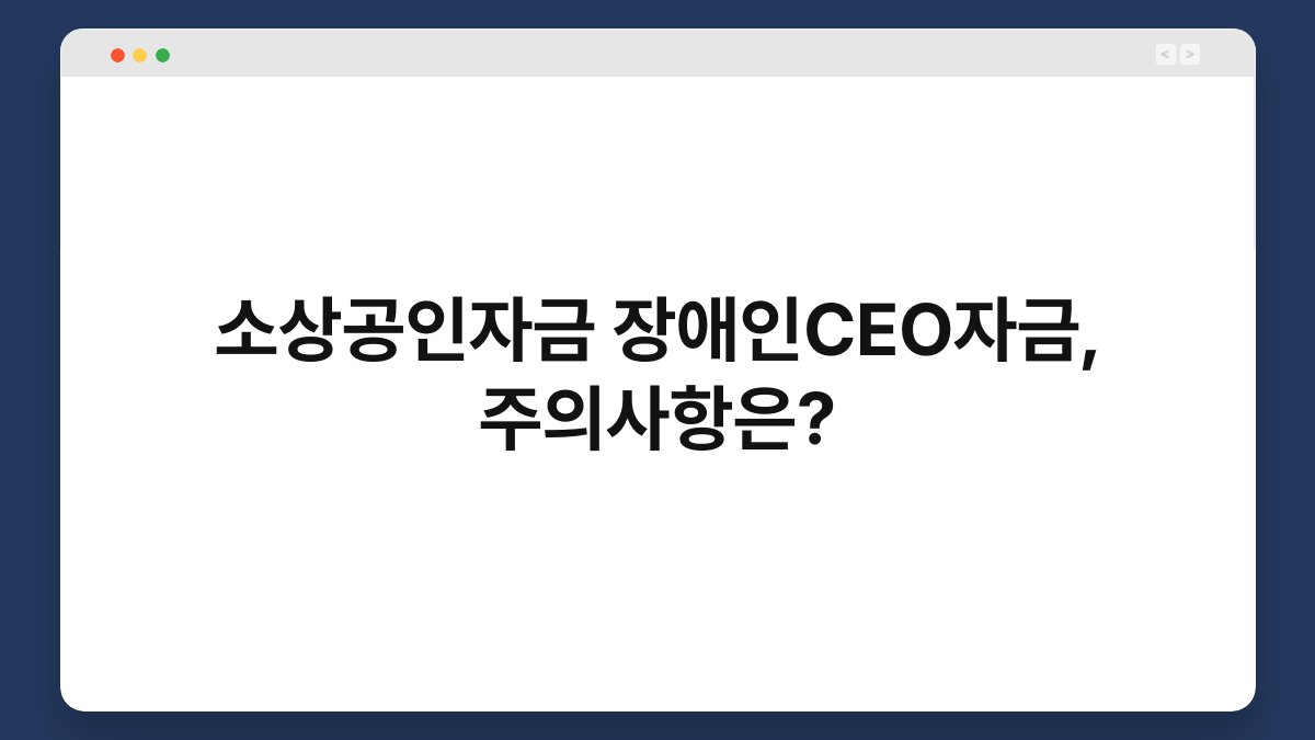 소상공인자금 장애인CEO자금, 주의사항은? 1