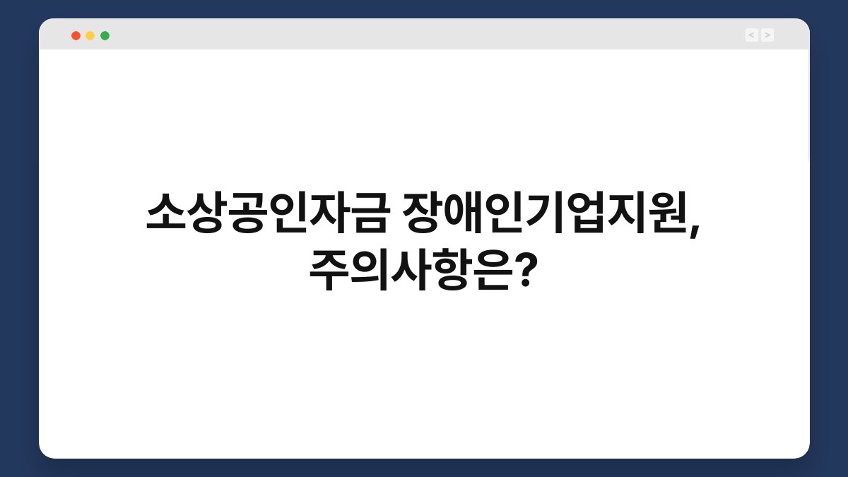 소상공인자금 장애인기업지원, 주의사항은? 1