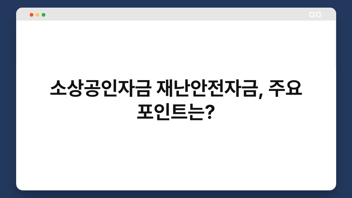 소상공인자금 재난안전자금, 주요 포인트는? 1
