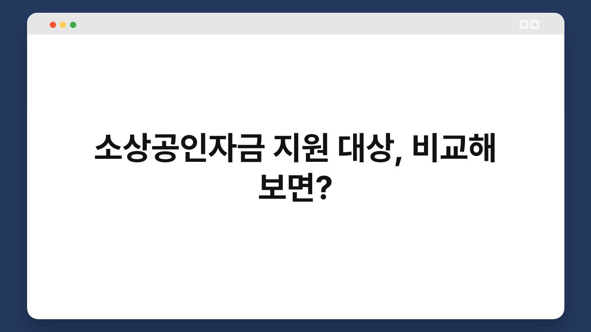 소상공인자금 지원 대상, 비교해 보면? 1