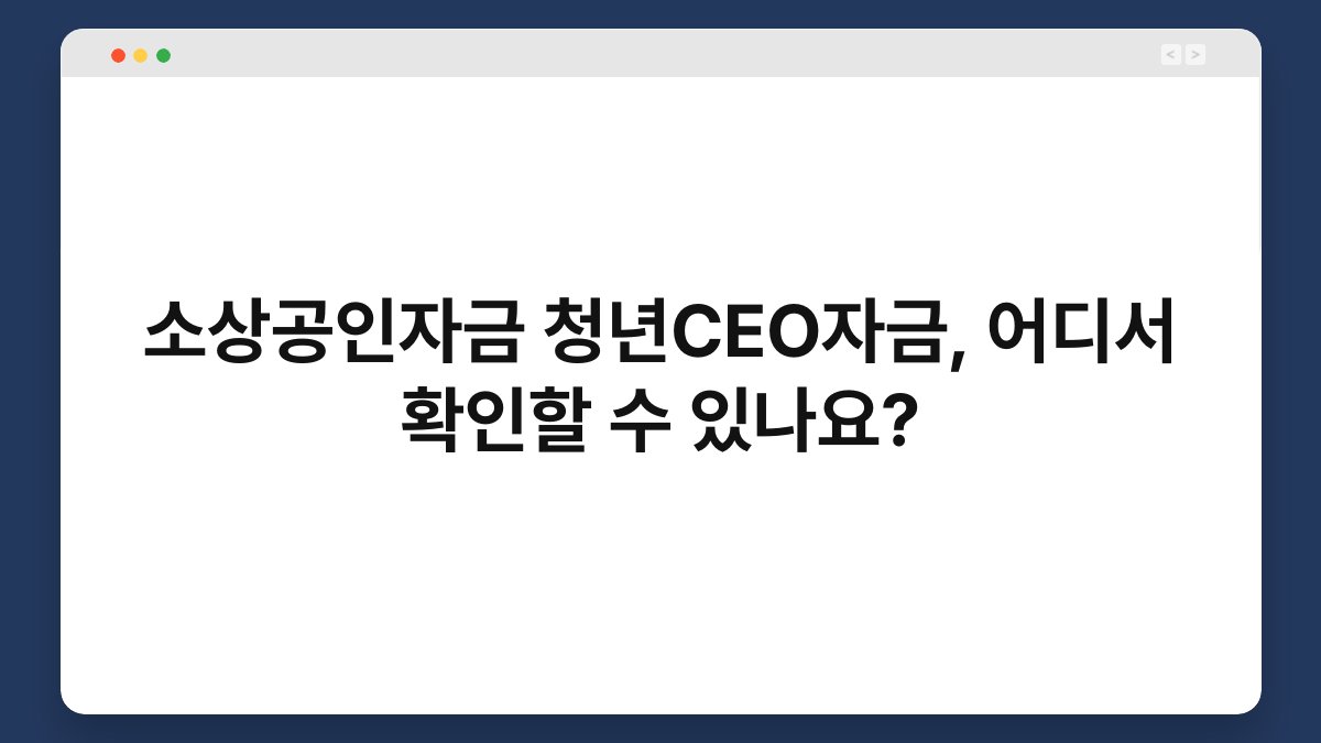 소상공인자금 청년CEO자금, 어디서 확인할 수 있나요? 1