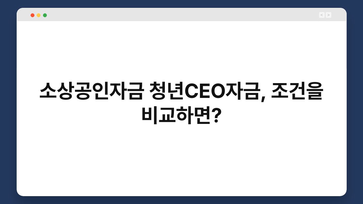 소상공인자금 청년CEO자금, 조건을 비교하면? 1