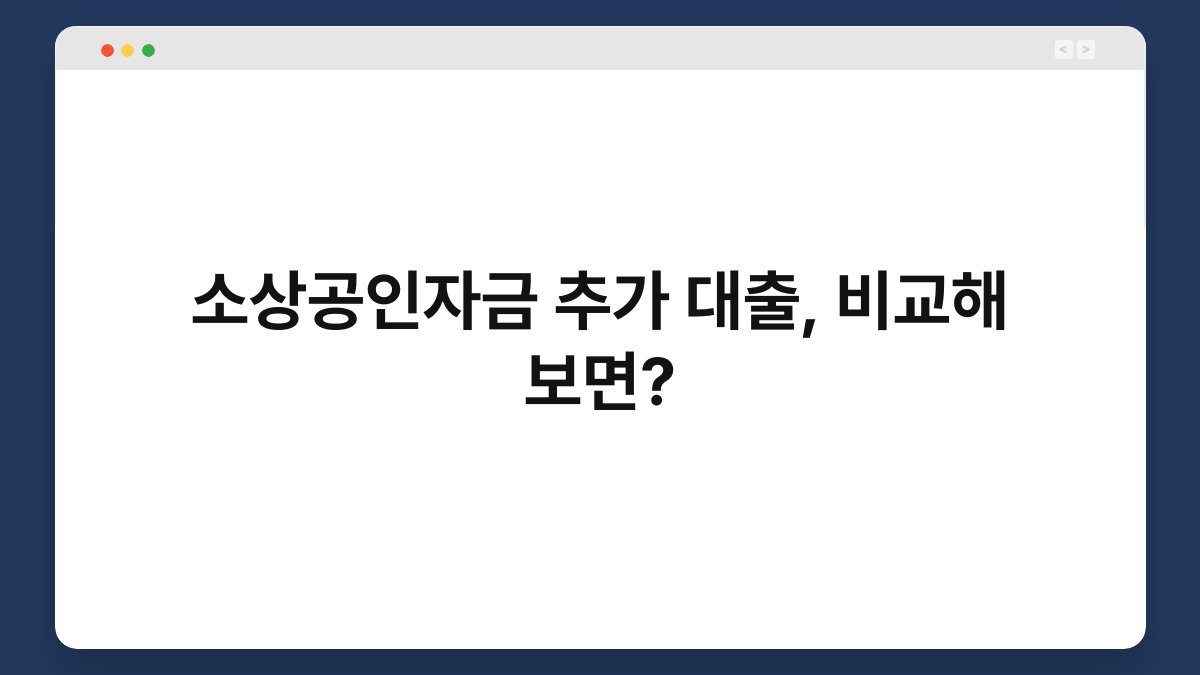 소상공인자금 추가 대출, 비교해 보면? 1