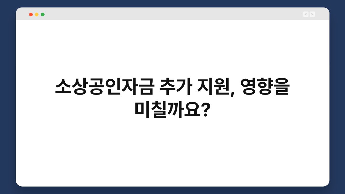 소상공인자금 추가 지원, 영향을 미칠까요? 1