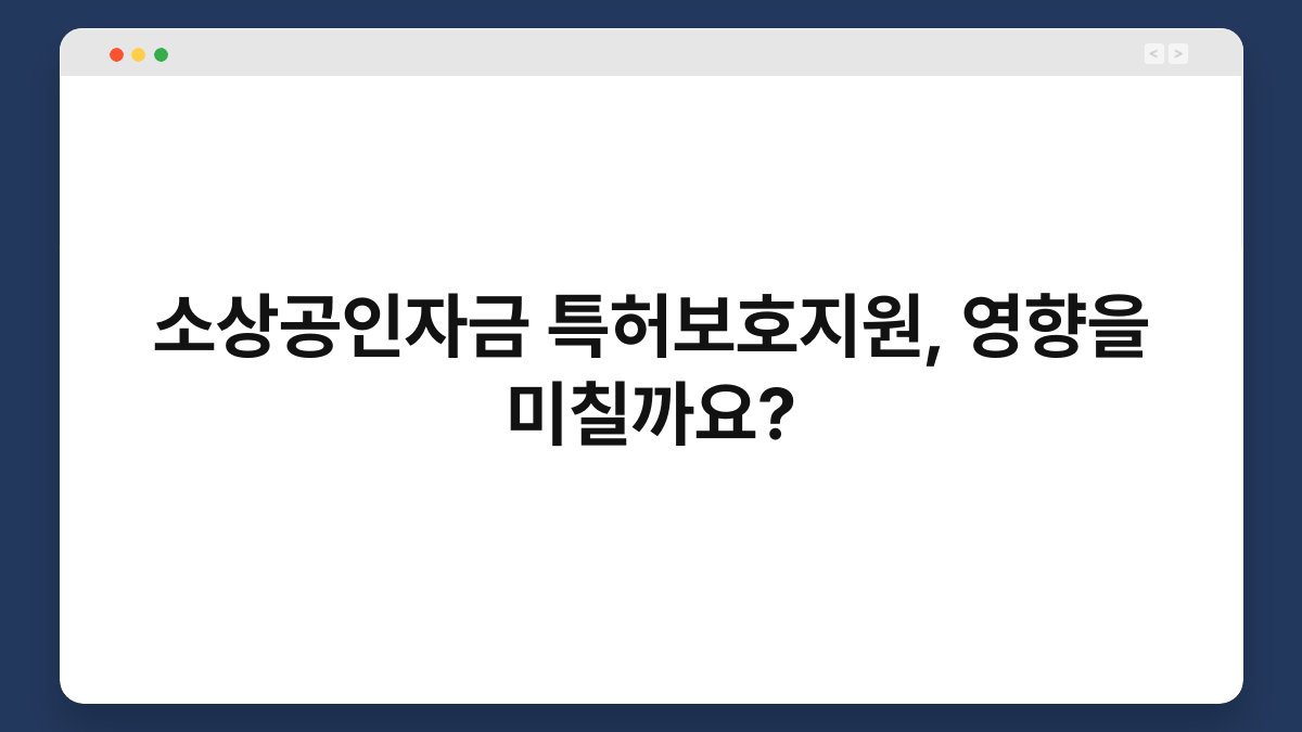 소상공인자금 특허보호지원, 영향을 미칠까요? 1