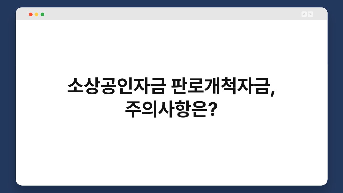 소상공인자금 판로개척자금, 주의사항은? 1