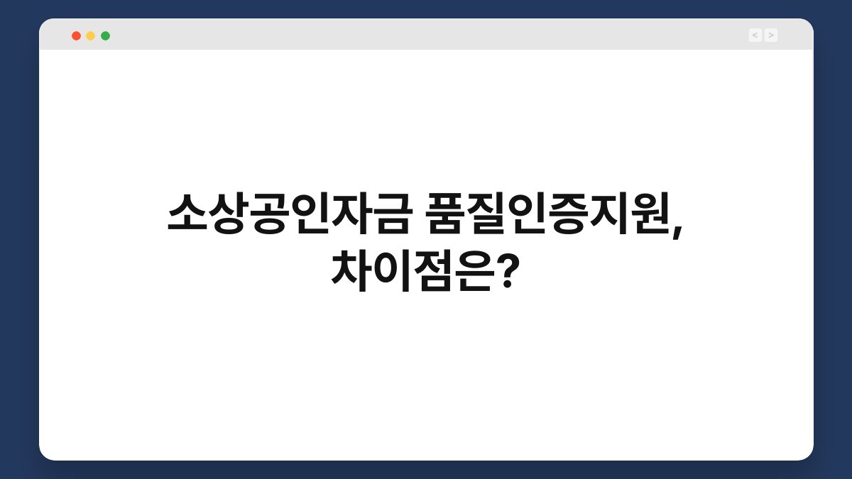 소상공인자금 품질인증지원, 차이점은? 1