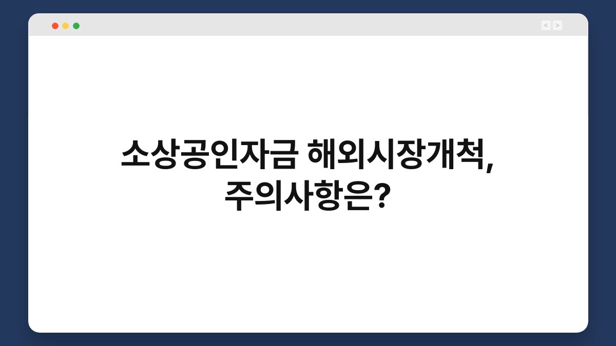 소상공인자금 해외시장개척, 주의사항은? 1