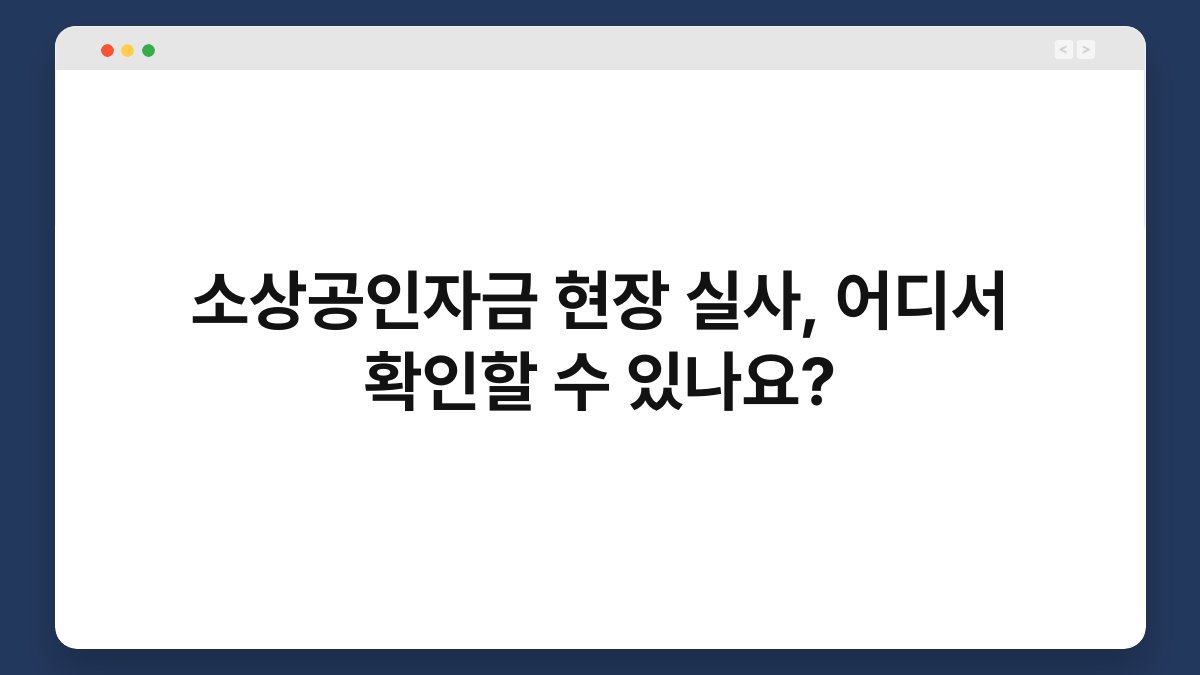 소상공인자금 현장 실사, 어디서 확인할 수 있나요? 1