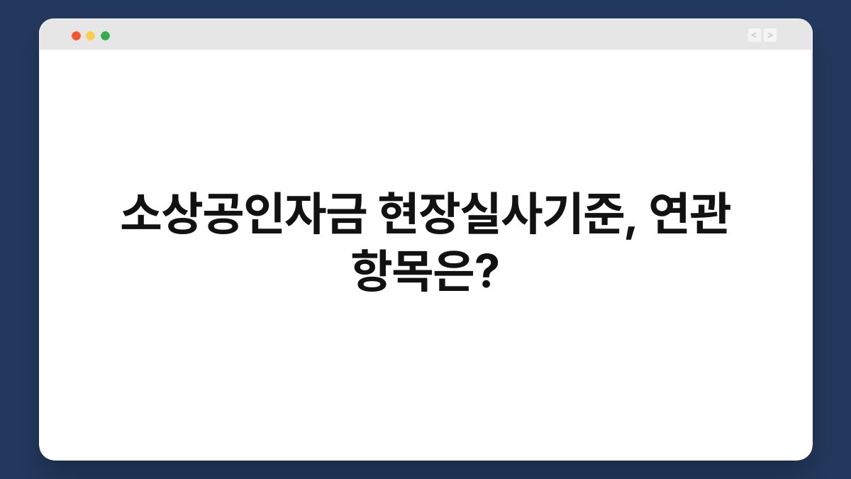 소상공인자금 현장실사기준, 연관 항목은? 1