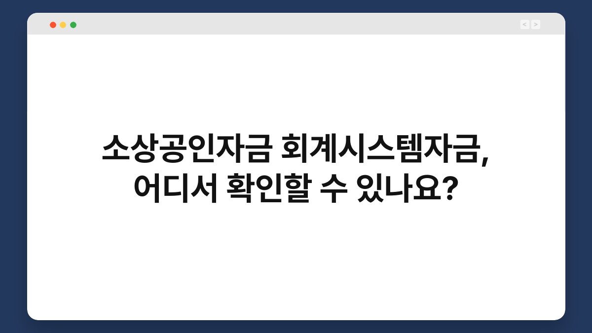 소상공인자금 회계시스템자금, 어디서 확인할 수 있나요? 1
