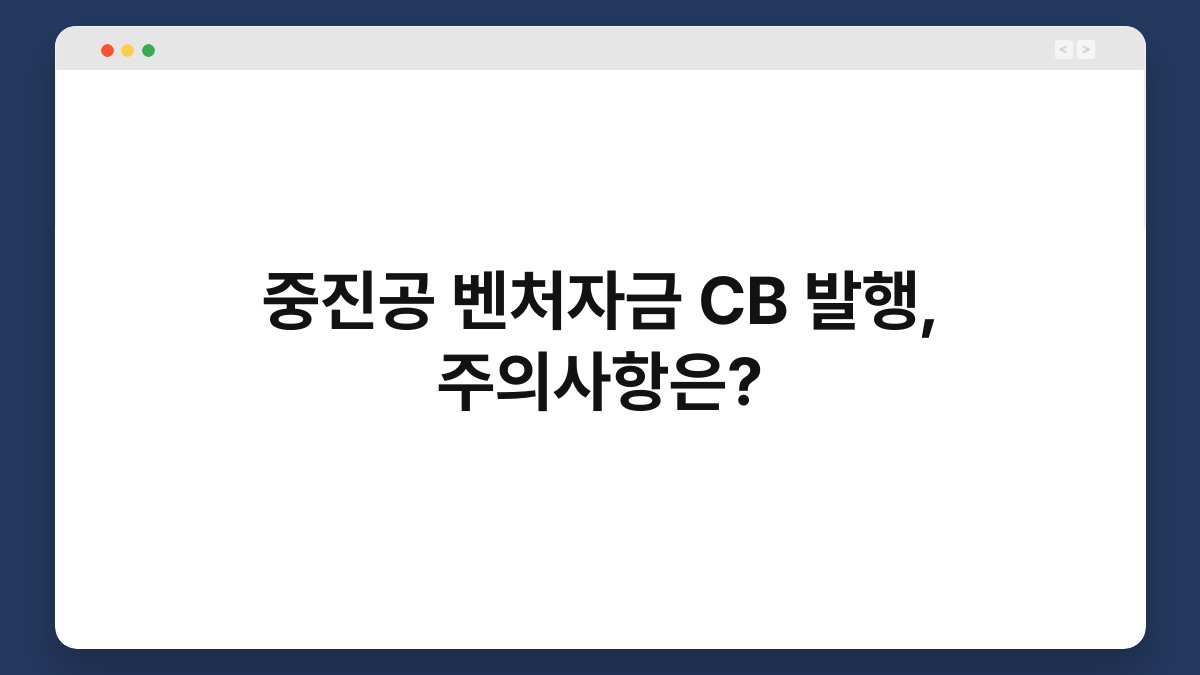 중진공 벤처자금 CB 발행, 주의사항은? 1