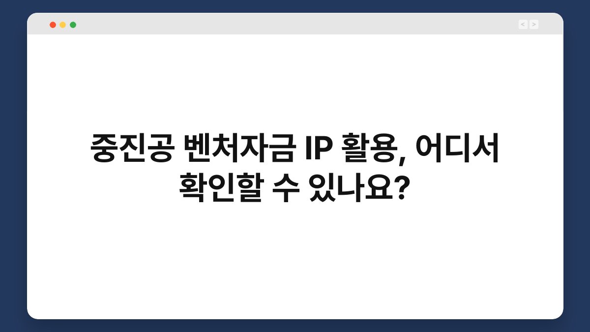 중진공 벤처자금 IP 활용, 어디서 확인할 수 있나요? 1