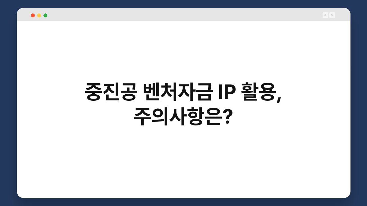 중진공 벤처자금 IP 활용, 주의사항은? 1