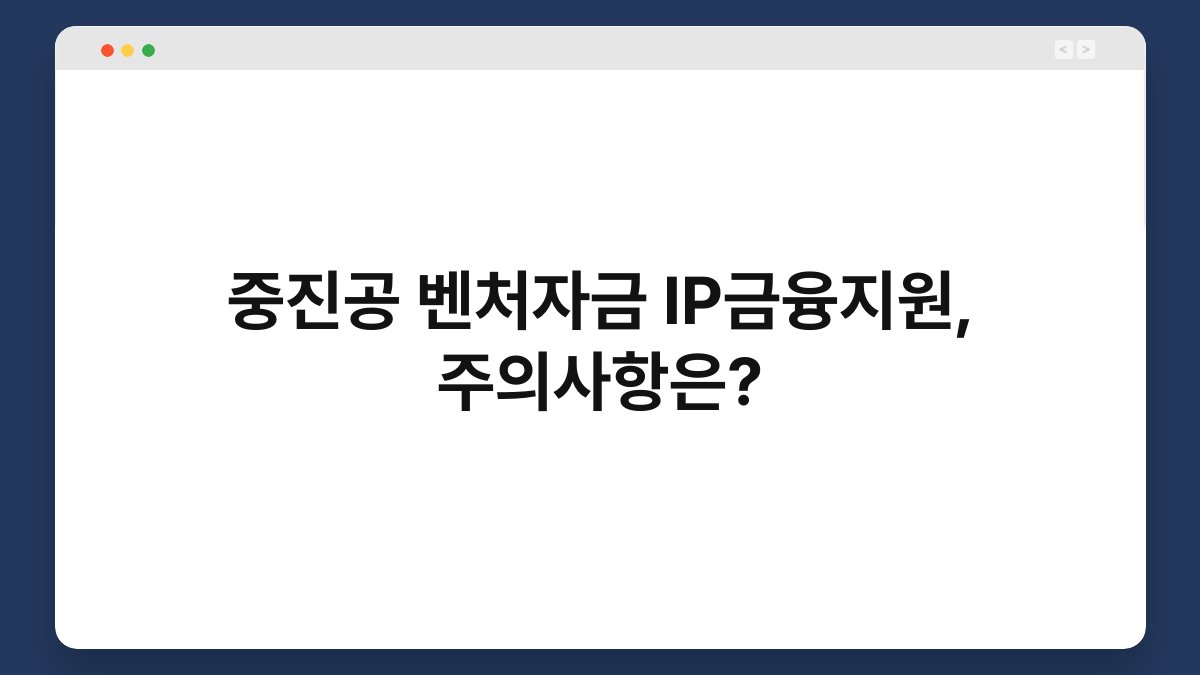 중진공 벤처자금 IP금융지원, 주의사항은? 1