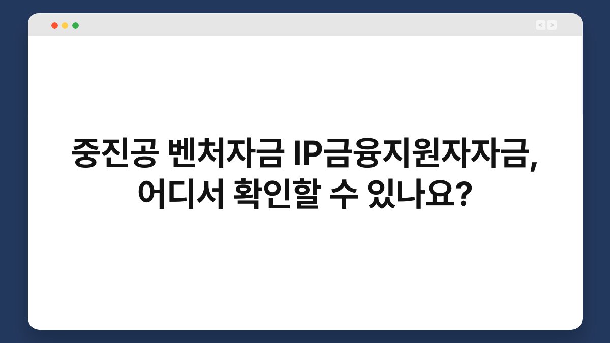 중진공 벤처자금 IP금융지원자자금, 어디서 확인할 수 있나요? 1