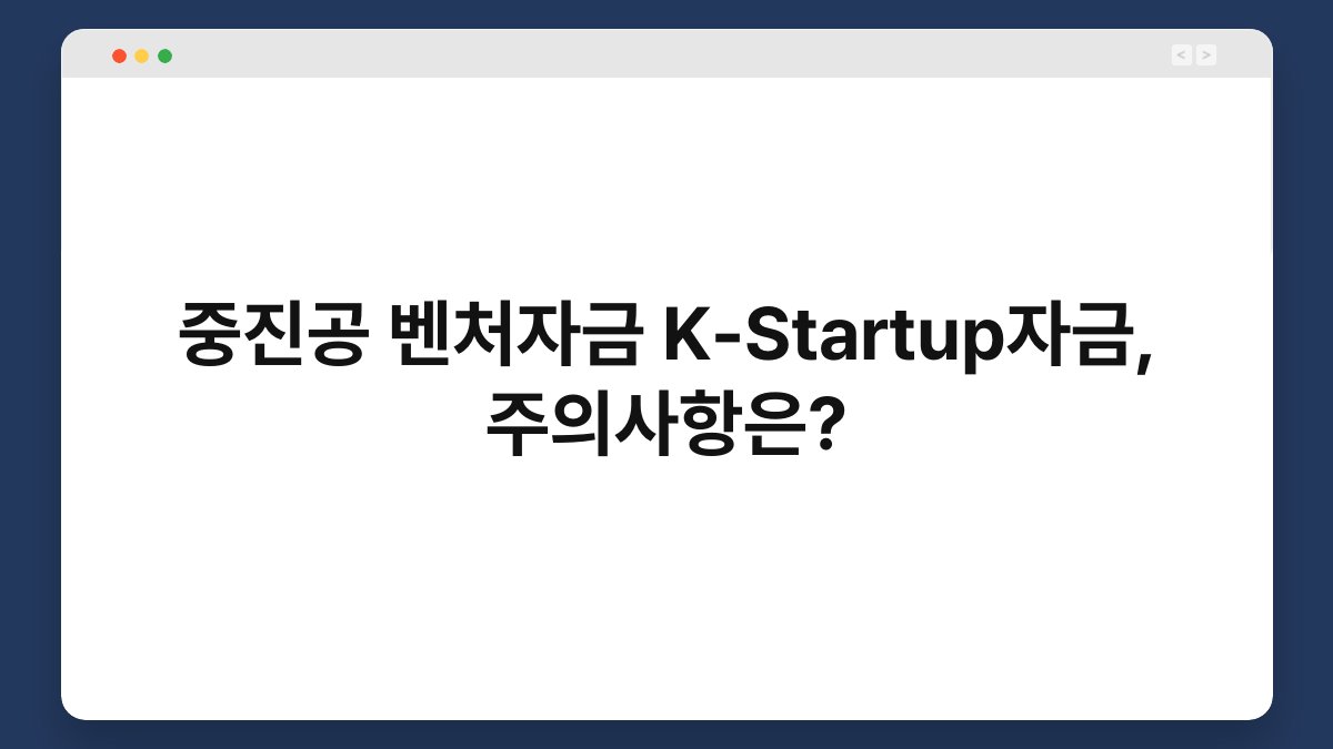 중진공 벤처자금 K-Startup자금, 주의사항은? 1