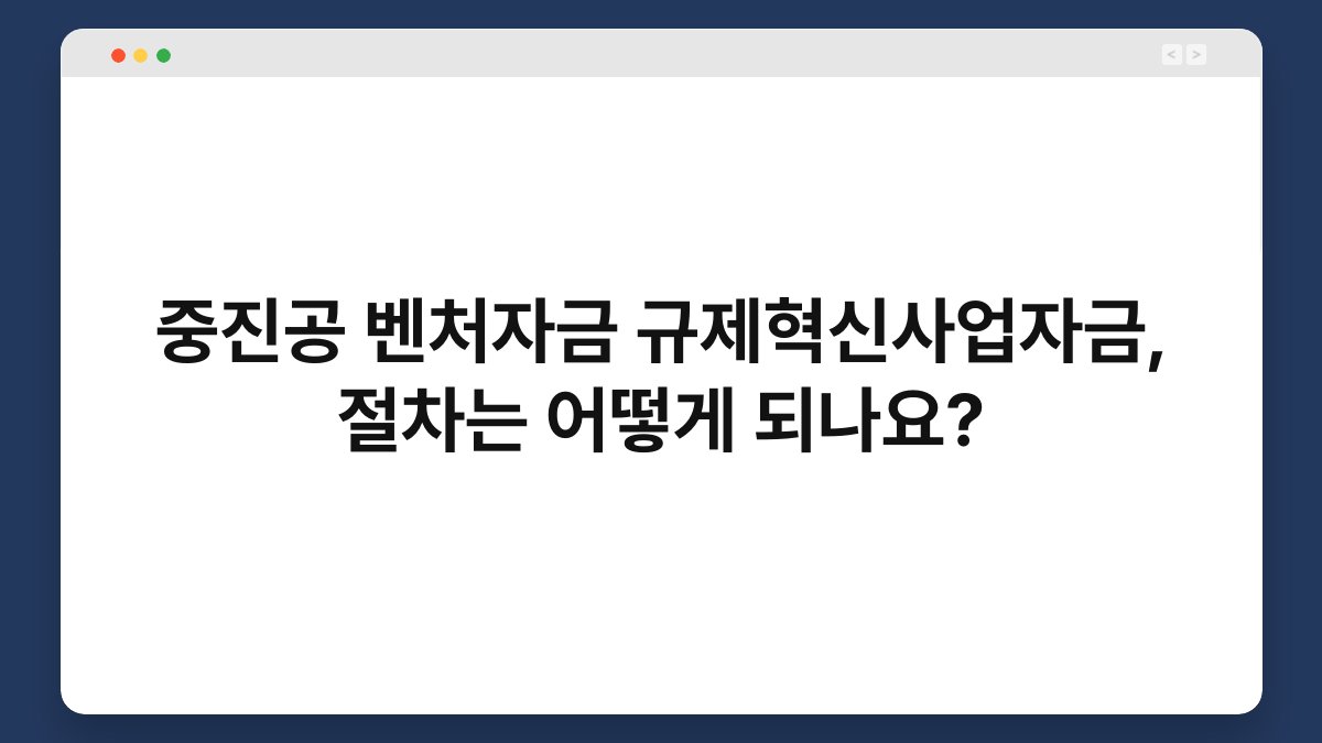 중진공 벤처자금 규제혁신사업자금, 절차는 어떻게 되나요? 1