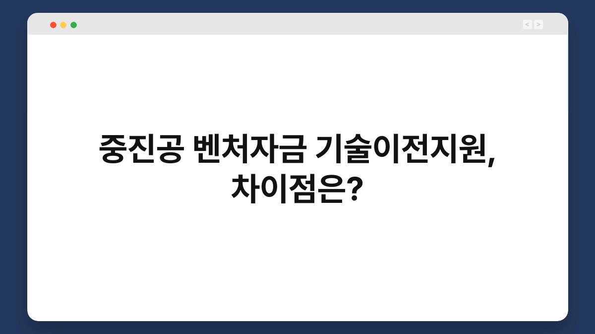 중진공 벤처자금 기술이전지원, 차이점은? 1