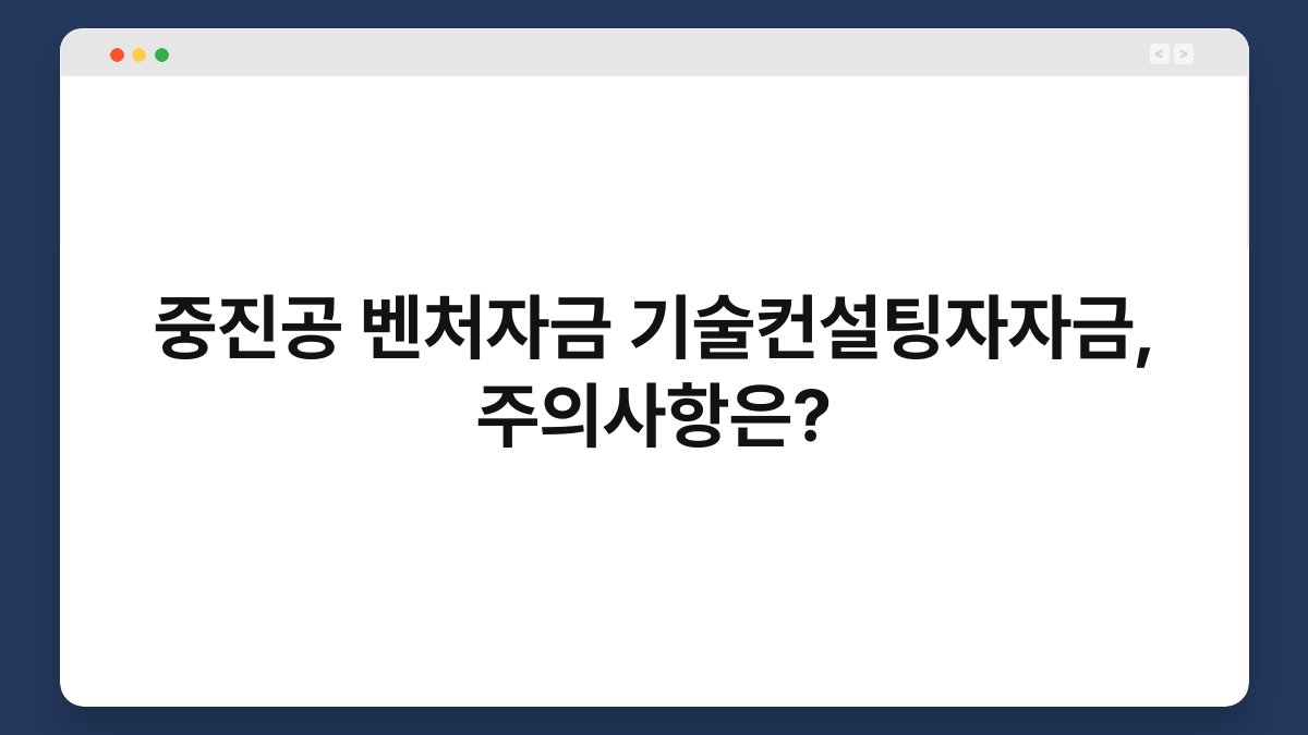 중진공 벤처자금 기술컨설팅자자금, 주의사항은? 1