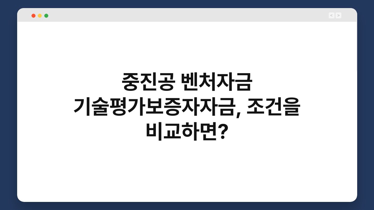 중진공 벤처자금 기술평가보증자자금, 조건을 비교하면? 1