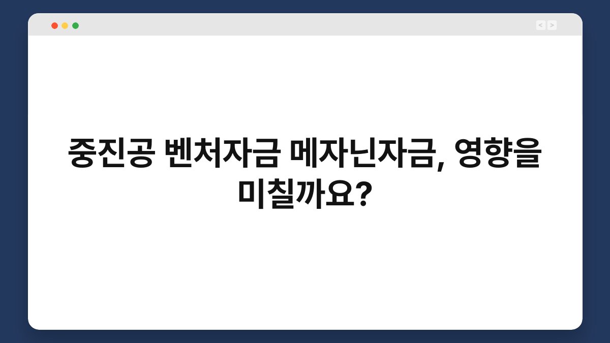 중진공 벤처자금 메자닌자금, 영향을 미칠까요? 1