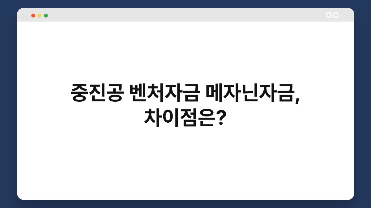 중진공 벤처자금 메자닌자금, 차이점은? 1