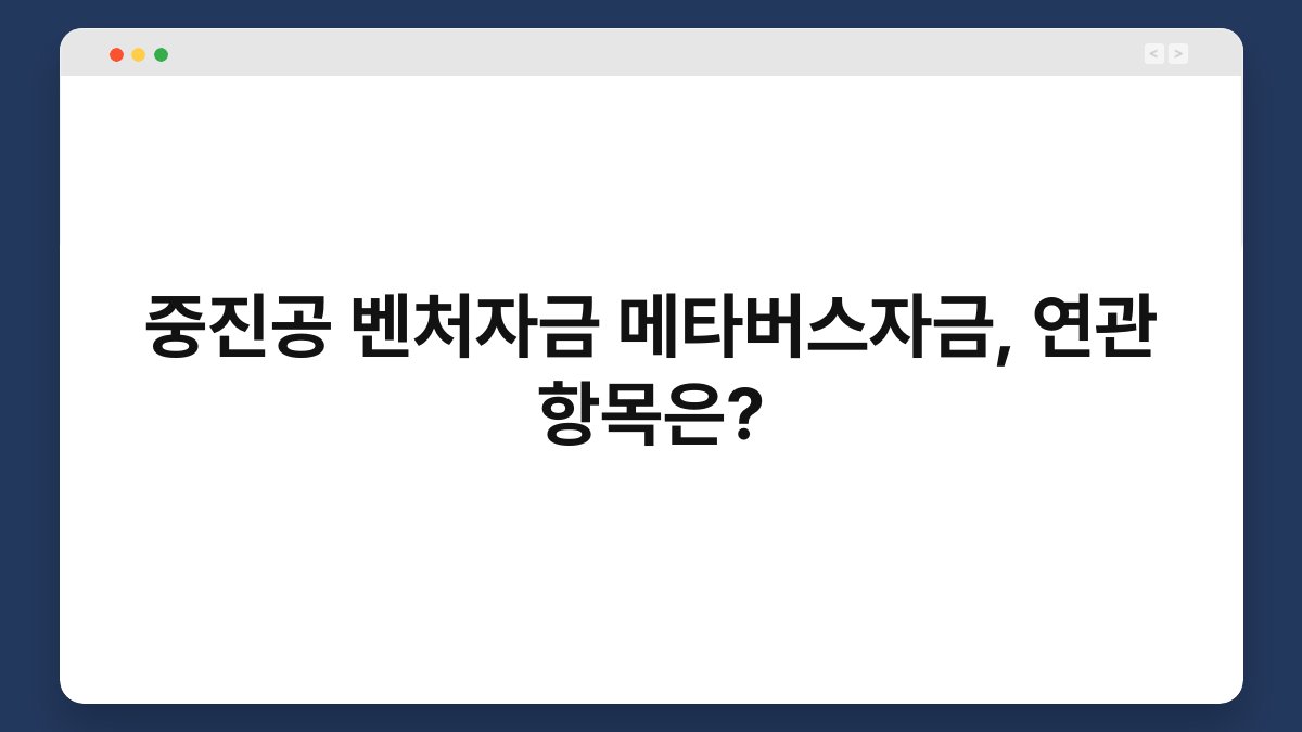 중진공 벤처자금 메타버스자금, 연관 항목은? 1