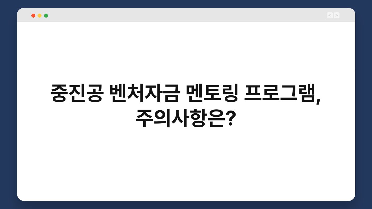 중진공 벤처자금 멘토링 프로그램, 주의사항은? 1