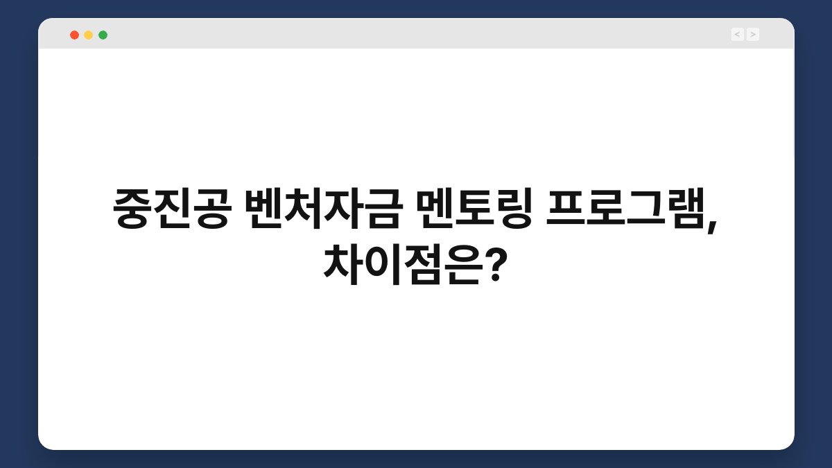 중진공 벤처자금 멘토링 프로그램, 차이점은? 1