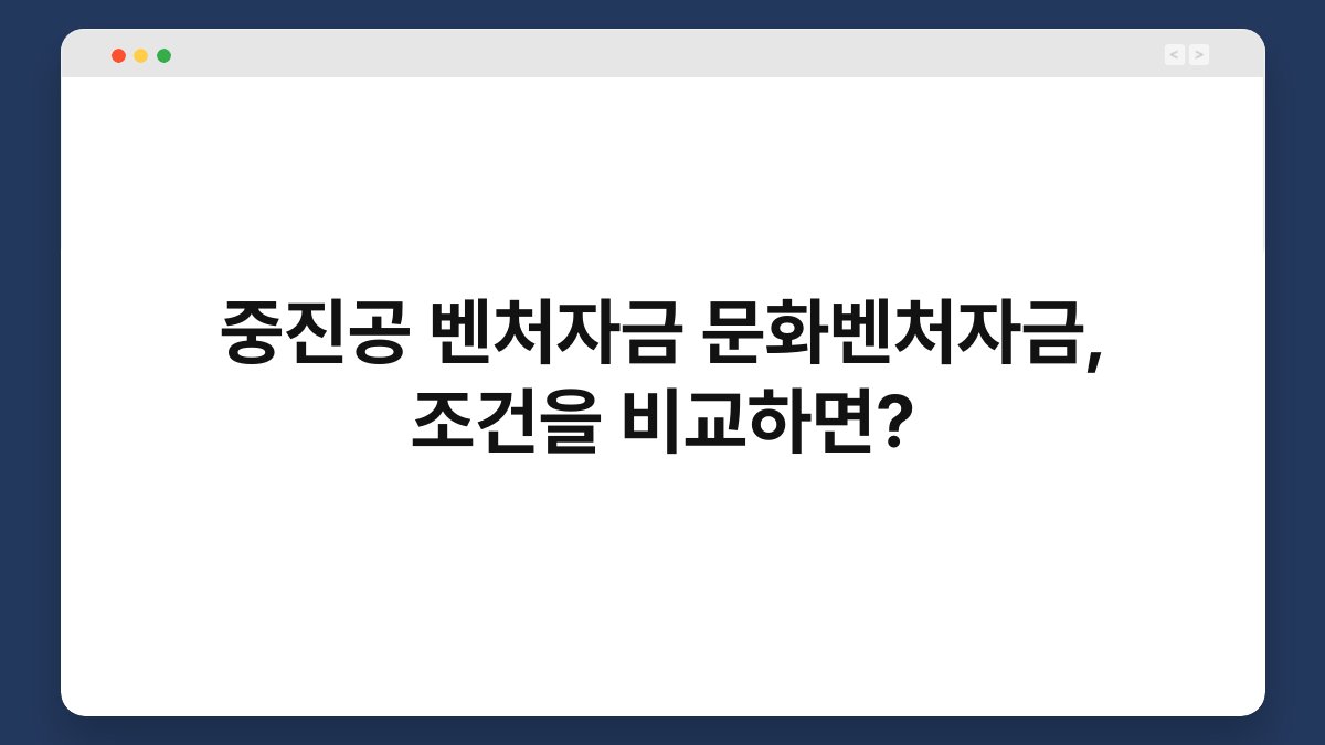 중진공 벤처자금 문화벤처자금, 조건을 비교하면? 1