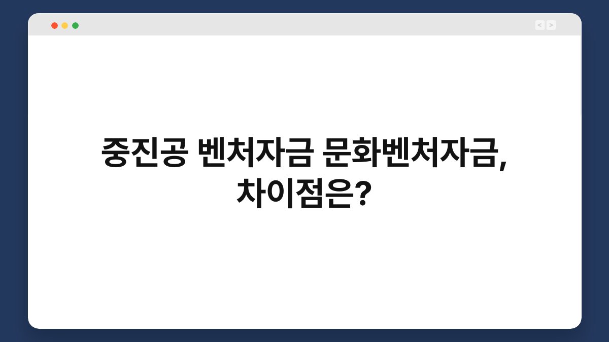 중진공 벤처자금 문화벤처자금, 차이점은? 1