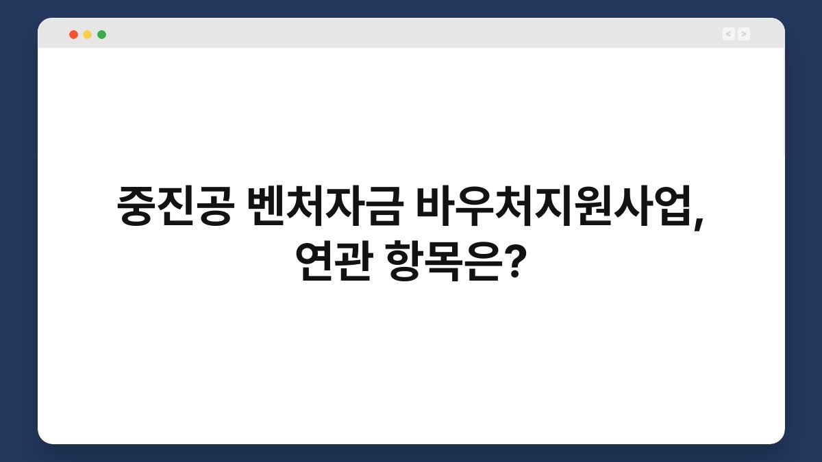 중진공 벤처자금 바우처지원사업, 연관 항목은? 1