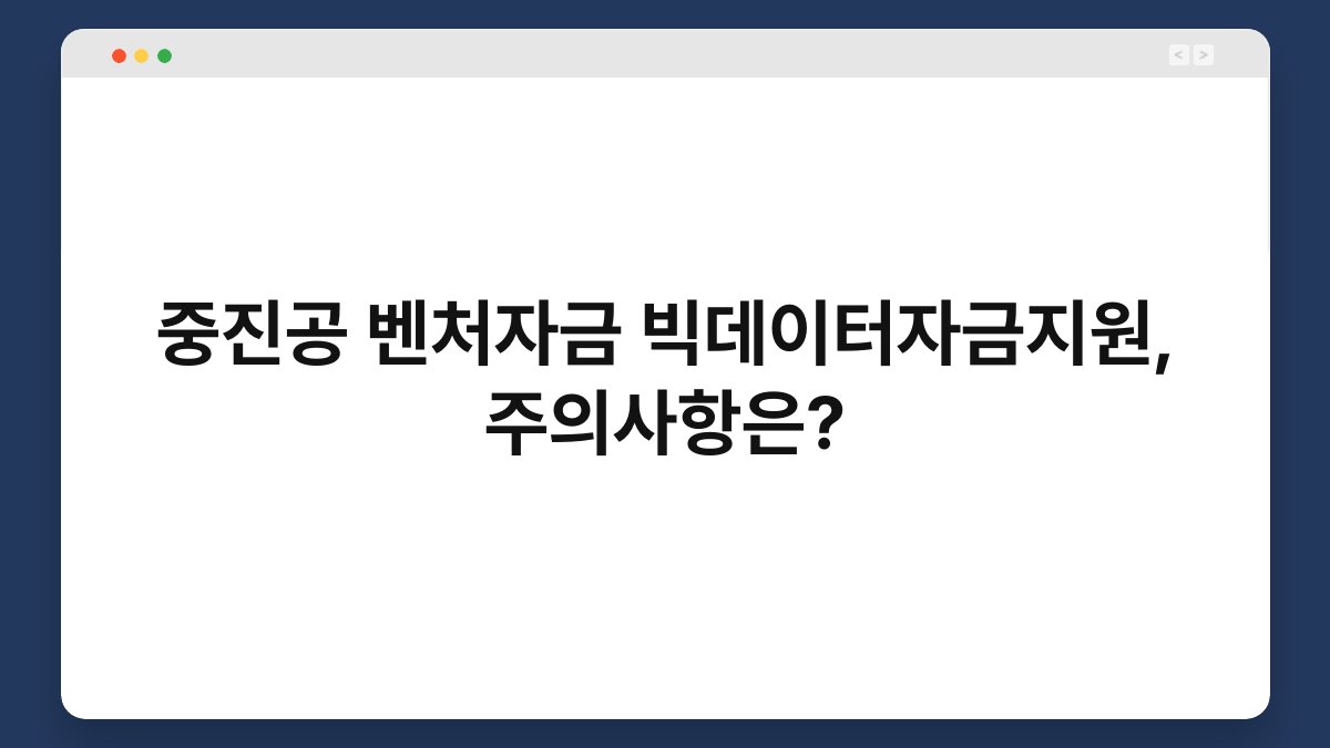 중진공 벤처자금 빅데이터자금지원, 주의사항은? 1