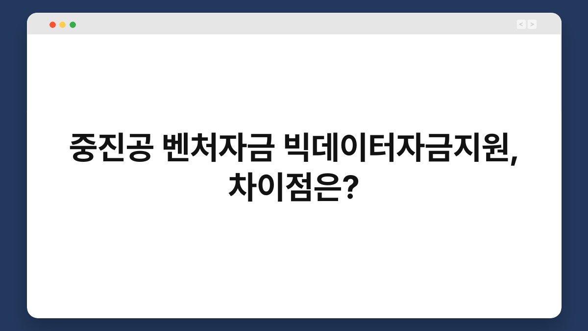 중진공 벤처자금 빅데이터자금지원, 차이점은? 1