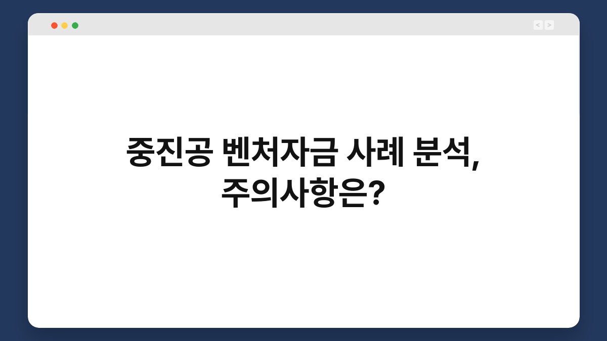 중진공 벤처자금 사례 분석, 주의사항은? 1