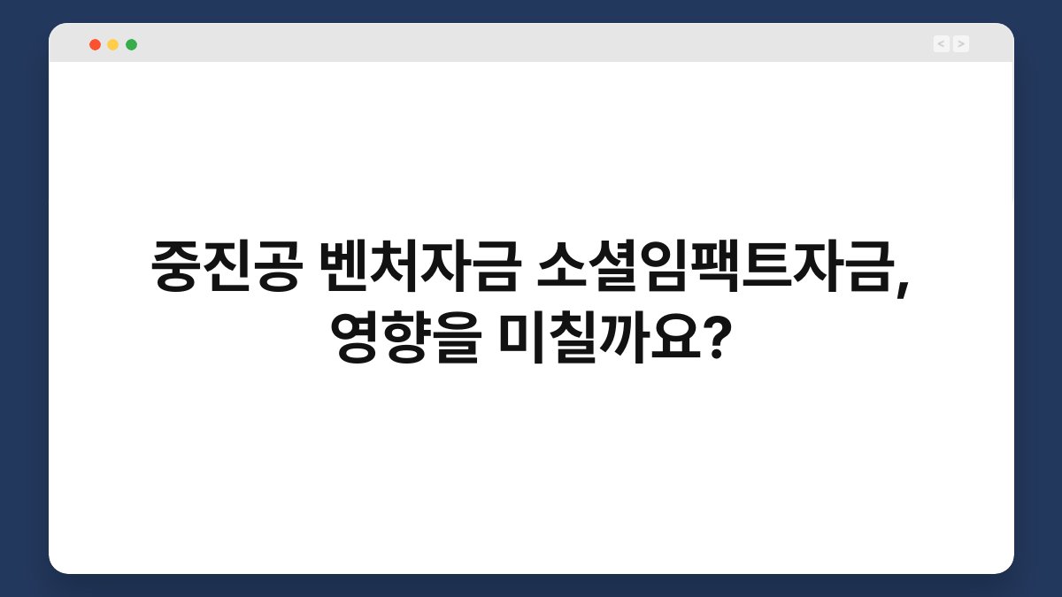 중진공 벤처자금 소셜임팩트자금, 영향을 미칠까요? 1