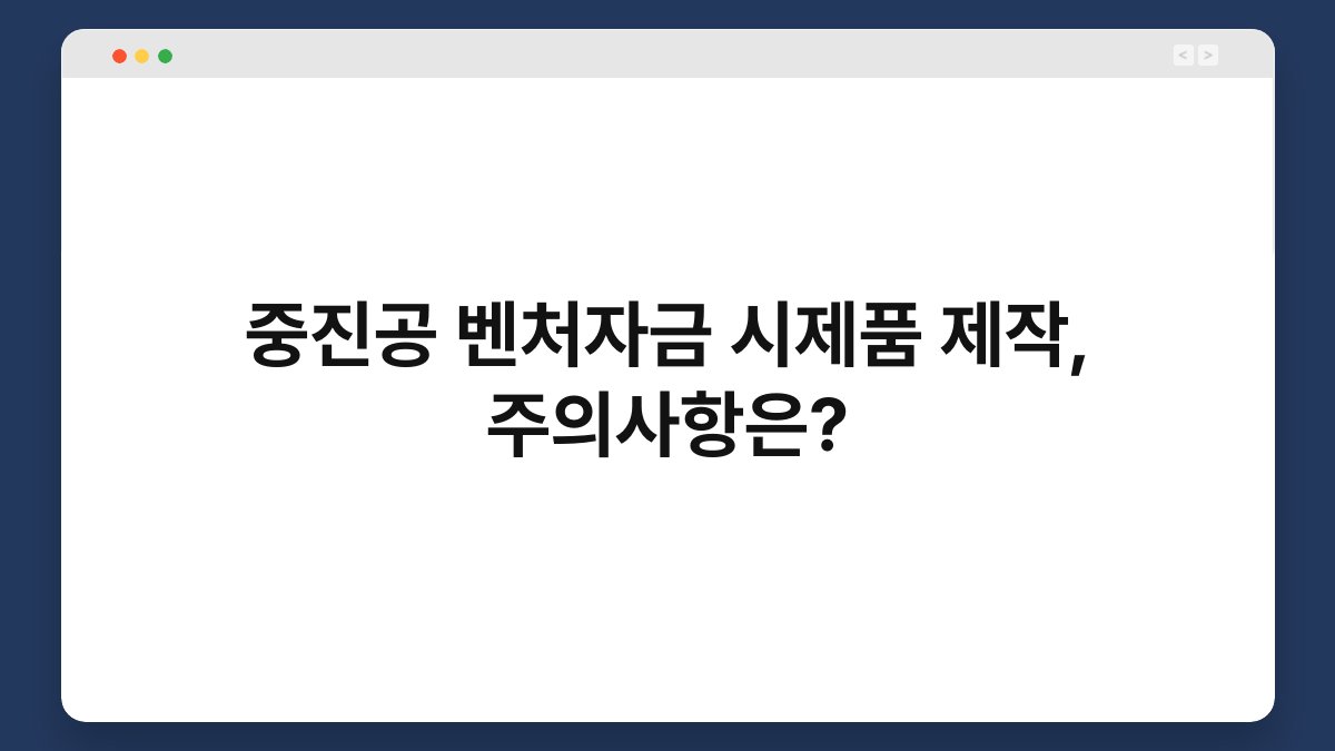 중진공 벤처자금 시제품 제작, 주의사항은? 1