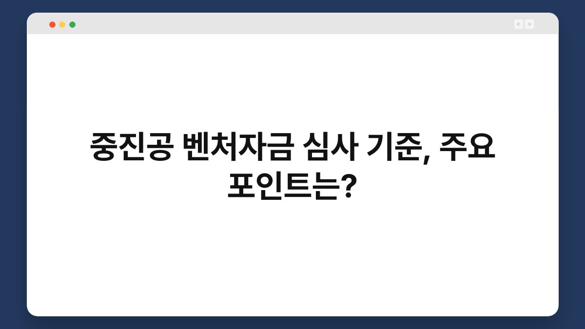 중진공 벤처자금 심사 기준, 주요 포인트는? 1