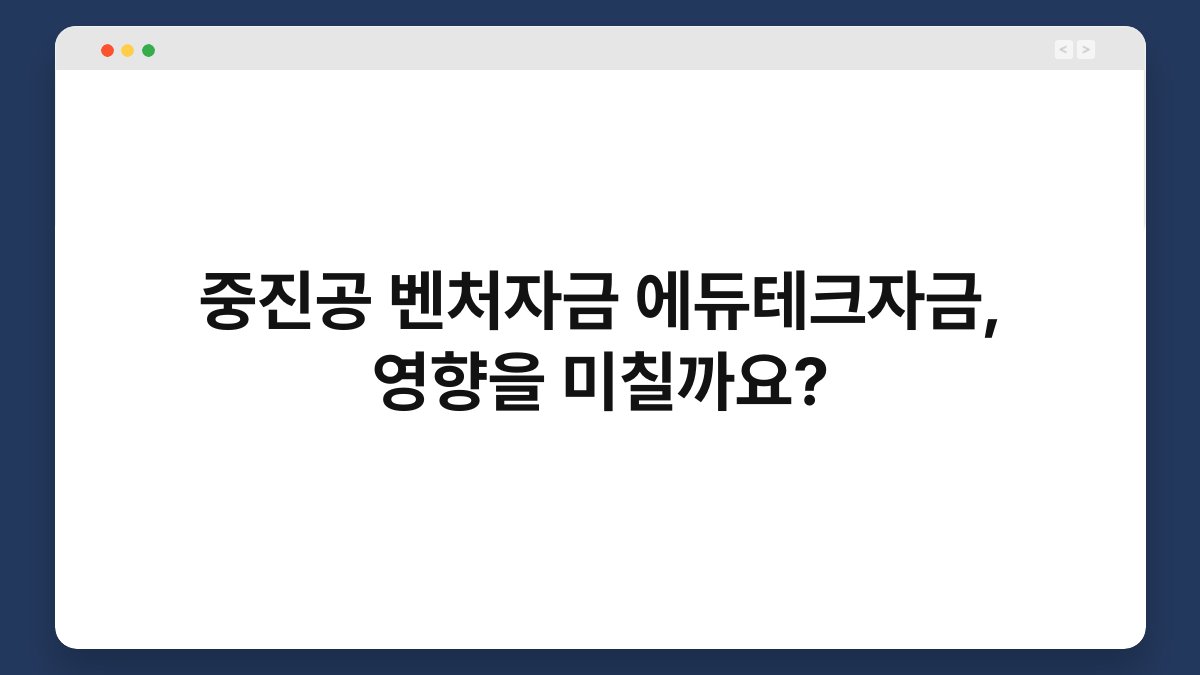 중진공 벤처자금 에듀테크자금, 영향을 미칠까요? 1