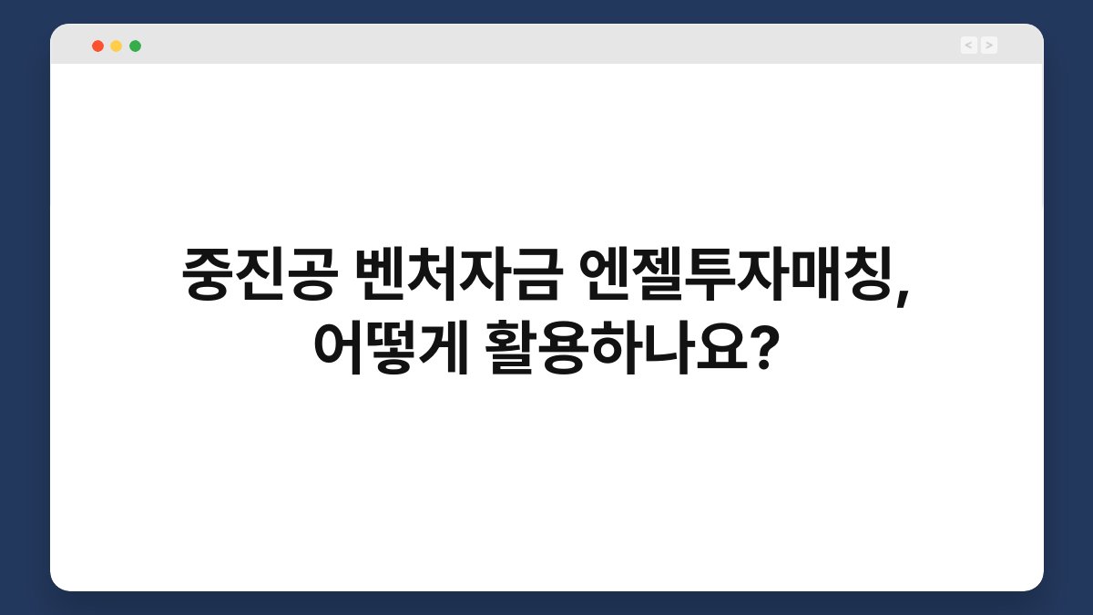 중진공 벤처자금 엔젤투자매칭, 어떻게 활용하나요? 1