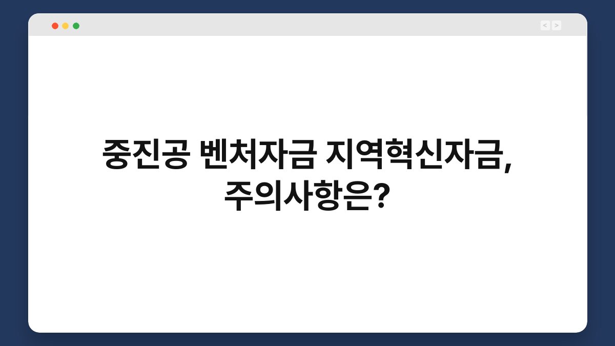 중진공 벤처자금 지역혁신자금, 주의사항은? 1