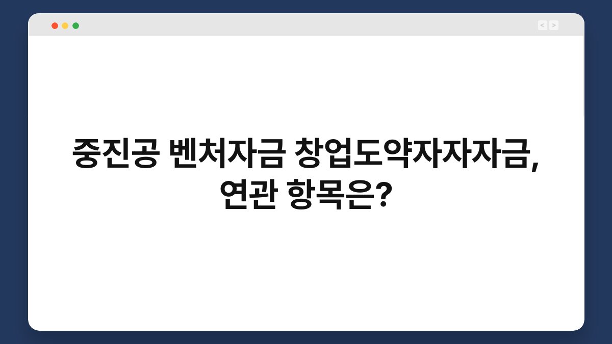중진공 벤처자금 창업도약자자자금, 연관 항목은? 1