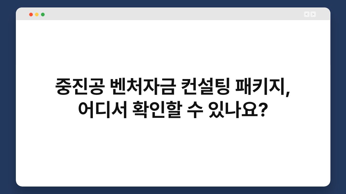 중진공 벤처자금 컨설팅 패키지, 어디서 확인할 수 있나요? 1