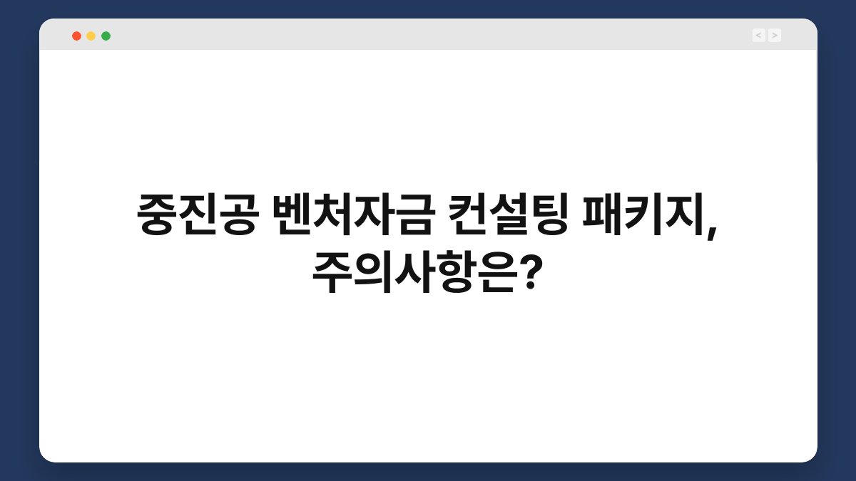 중진공 벤처자금 컨설팅 패키지, 주의사항은? 1