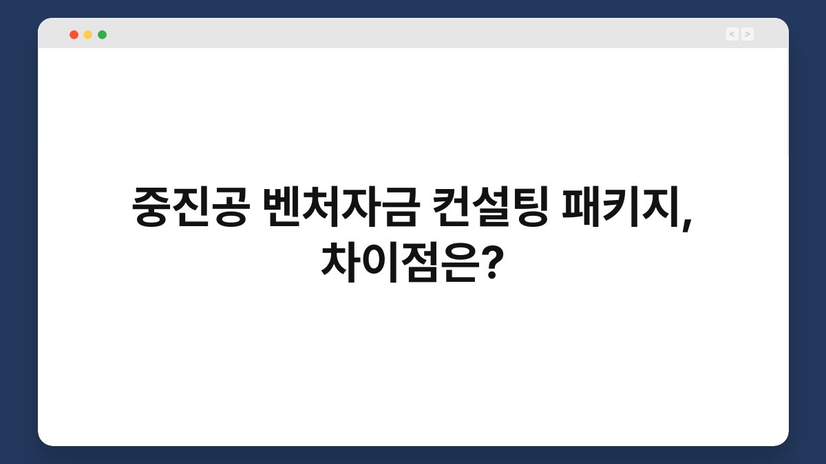 중진공 벤처자금 컨설팅 패키지, 차이점은? 1