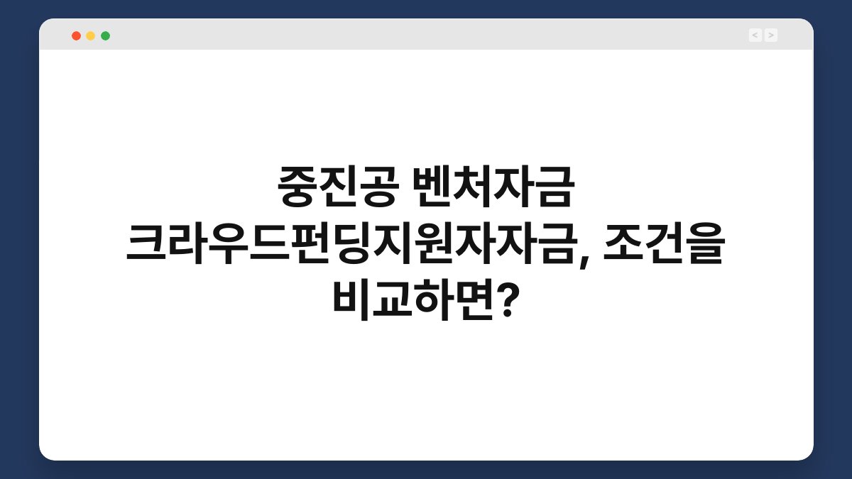 중진공 벤처자금 크라우드펀딩지원자자금, 조건을 비교하면? 1