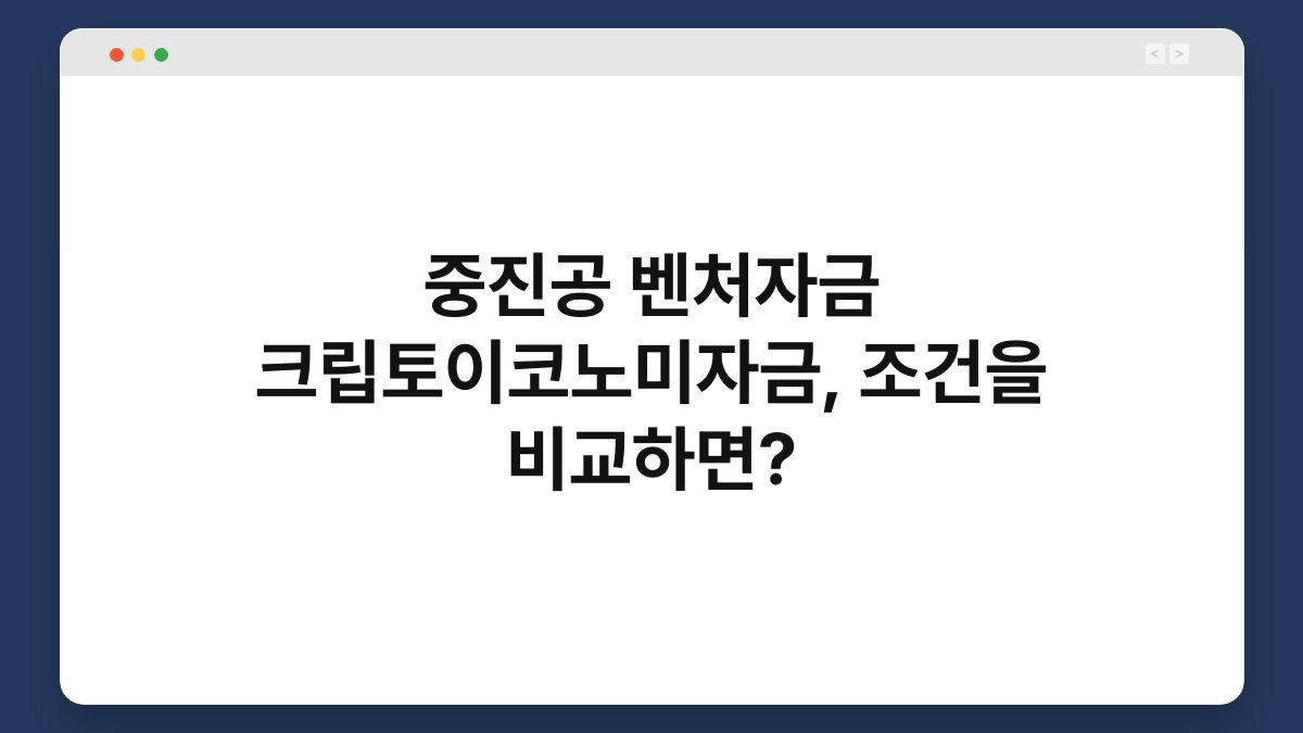 중진공 벤처자금 크립토이코노미자금, 조건을 비교하면? 1