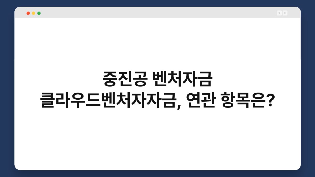 중진공 벤처자금 클라우드벤처자자금, 연관 항목은? 1