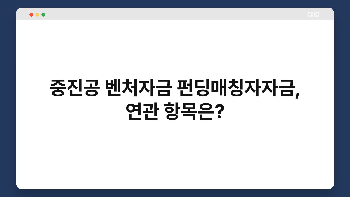 중진공 벤처자금 펀딩매칭자자금, 연관 항목은? 1